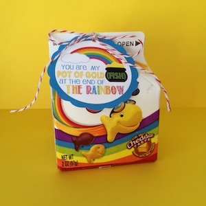 Pot Of Gold (Fish) At The End Of The Rainbow St. Patrick&#39;s Day Gift Tags and Bag Topper. Instant Digital Download. Great for class treat!