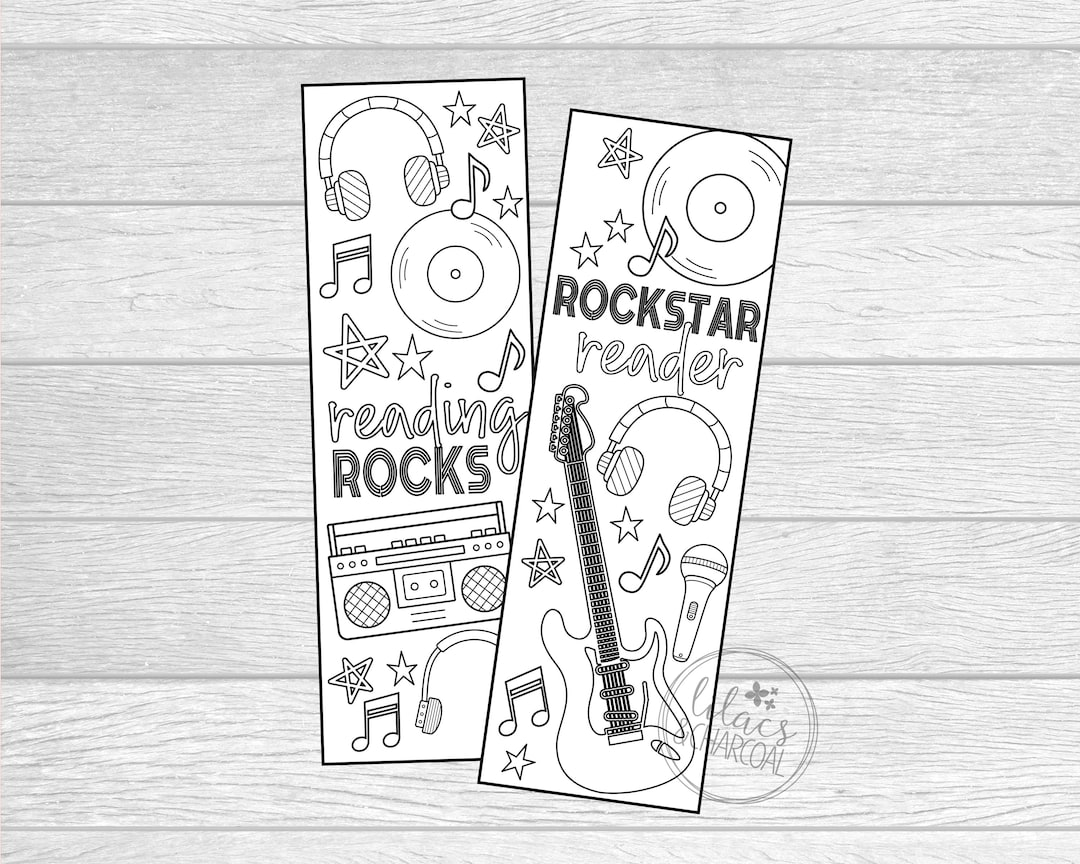 Reading Rocks Color Your Own Bookmarks. Printable Music, Rockstar ...