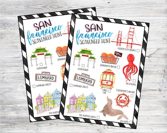 Printable San Francisco Scavenger Hunt. Travel & Sightseeing Activity for Kids for San Francisco California. Instant Digital Download Files.