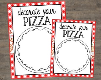 Pizza Party Play Dough Mat / Coloring Page. Printable Activity Sheet for Pizza Birthday, Restaurant, Pizza Night. Instant Digital Download.