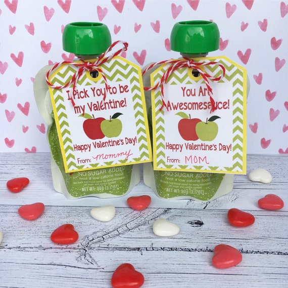 Applesauce Valentine&rsquo;s Day Cards and Stickers. Hang Tags - Etsy