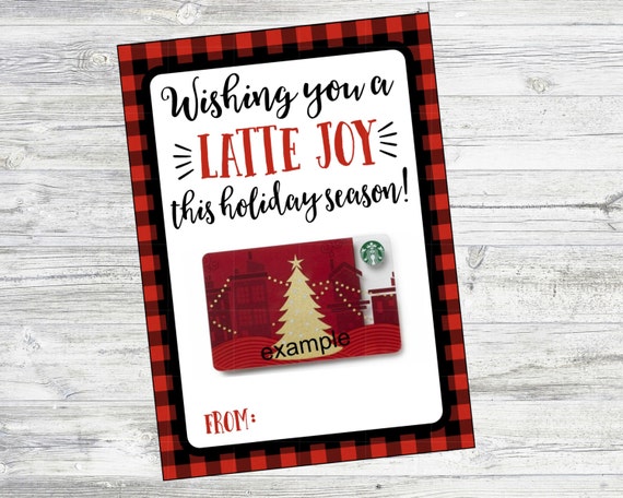 LATTE Joy holiday card for Coffee Gift Card. Wishing You A Latte joy this holiday season. Instant Digital Download