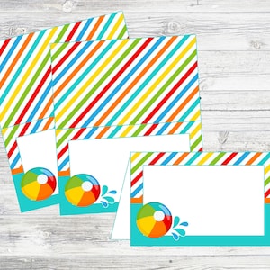 Druckbare Beach Party Food Zelte oder Namenskärtchen. Sofortiger digitaler Download Perfekt für Strandparty, Poolparty, Wasserballparty, Sommerparty