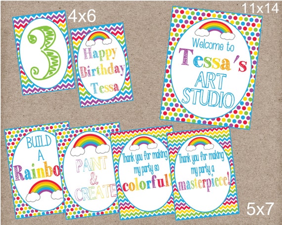 Rainbow Art Party Package Digital Party Package Perfect for Rainbow Party  or Art Party Personalized Party. 