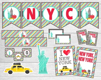 New York Party-minipakket. Directe digitale download. Perfect voor een New York-themafeest, klasproject, aardrijkskunde of plezier!