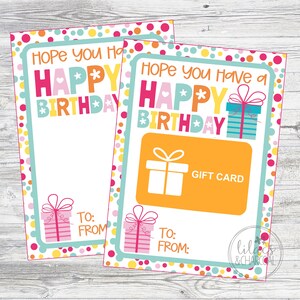 Printable Happy Birthday Gift Card Holder. Generic Card Holder for Girls, Tweens, Teens . Instant Digital Download Files.