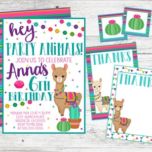 Hey Party Animals! Alpaca or Llama Birthday Party Invitation. Personalized Printable  Invitation. Alpaca Party or Whole Llama Fun Party!y