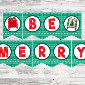 Printable Christmas Party Banner for Ugly or Tacky Sweater Party. Merry Christmas, Eat Drink & Be Ugly/ Be Merry. Instant Digital Download