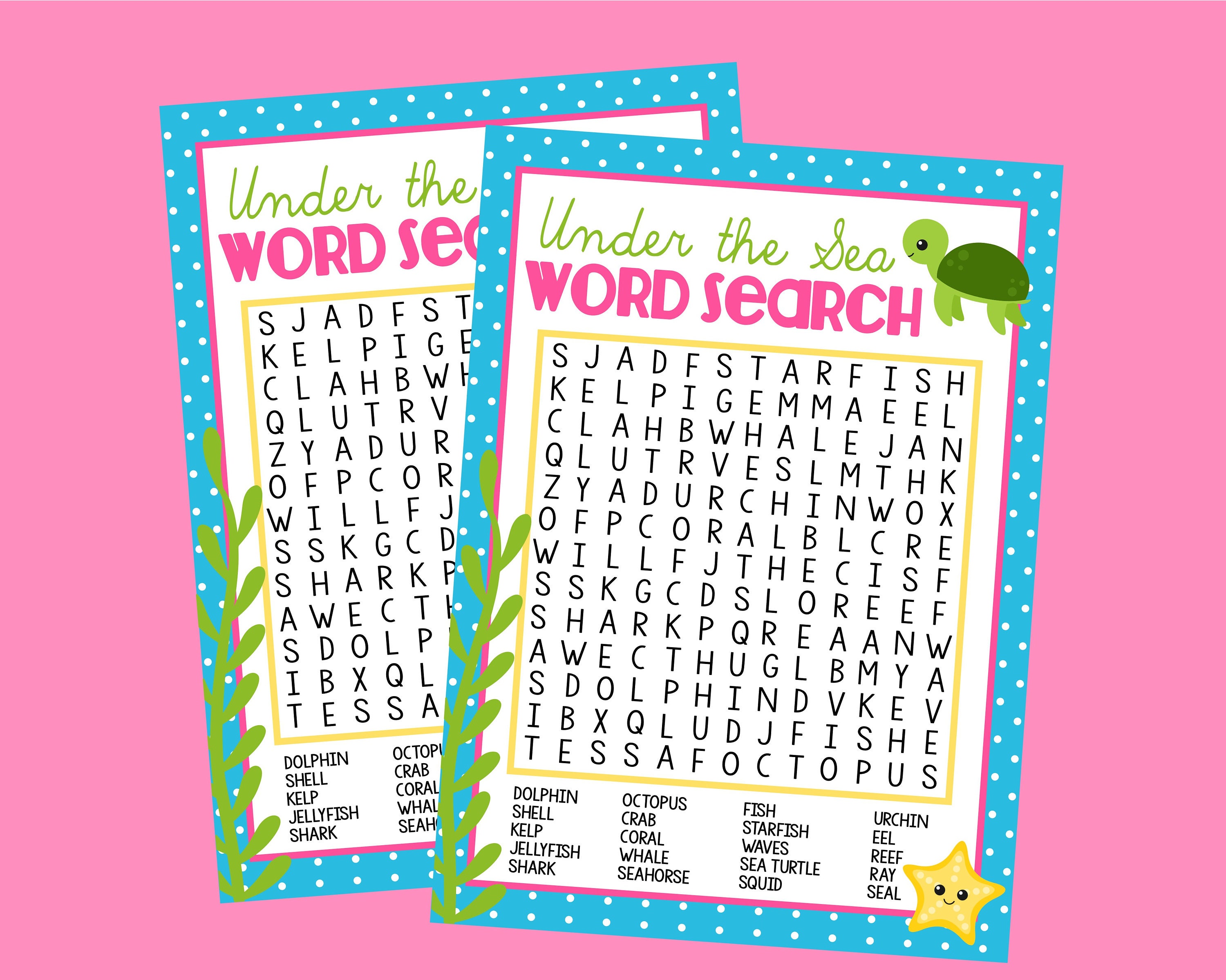 under the sea word search game printable word search instant etsy