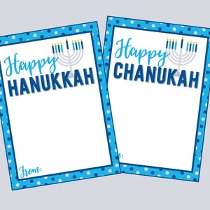 Porte-cartes cadeau Hanoucca et Hanoucca. Porte-cartes cadeau imprimable Happy Hanukkah et Happy Hanoucca. Fichiers à téléchargement numérique instantané