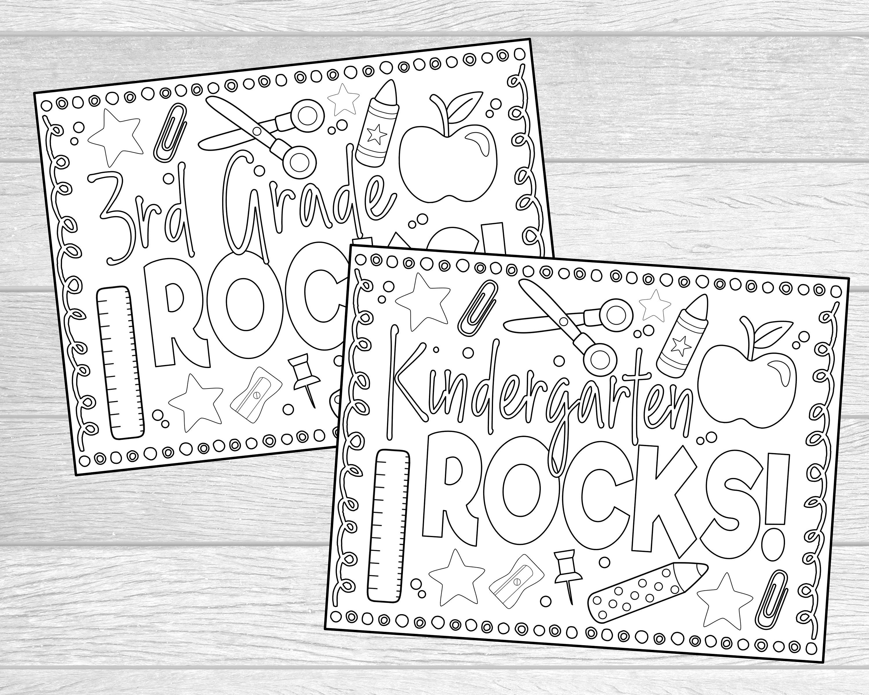 Back to School Coloring Pages for Grades Kindergarten to 6th | Etsy