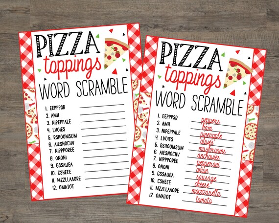 Pizza Toppings Word Scramble Printable Instant Digital Etsy