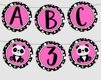 Panda Party Banner. Printable Banner for Panda Bear, Panda-Monium Party. It's Pandamonium.  Instant Digital Download