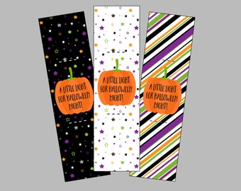 A Little Light For Halloween Night Glow Stick Bracelet Card.  Digital Download. Candy Alternative, trick or treat, party favor. Printable