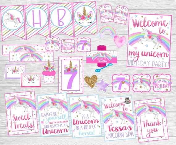Printable Unicorn Party Decoration Package. Instant Digital | Etsy