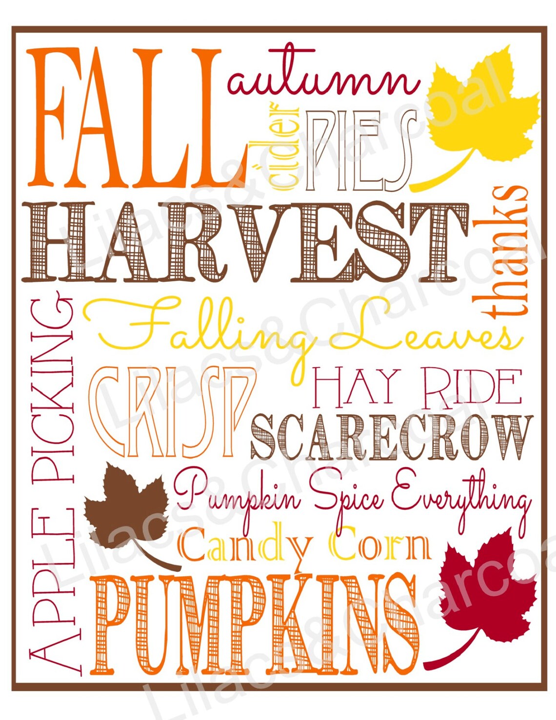 ON SALE FALL Subway Art Printable. Harvest, Autumn, Fall Subway Art ...