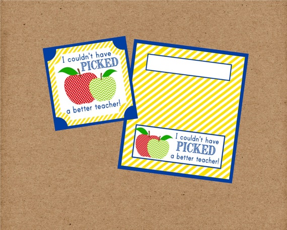 Apple Teacher Gift Tags for Back To School. I Couldn't Have Picked A Better Teacher! Bag Toppers and Gift Tags. Instant Digital Download