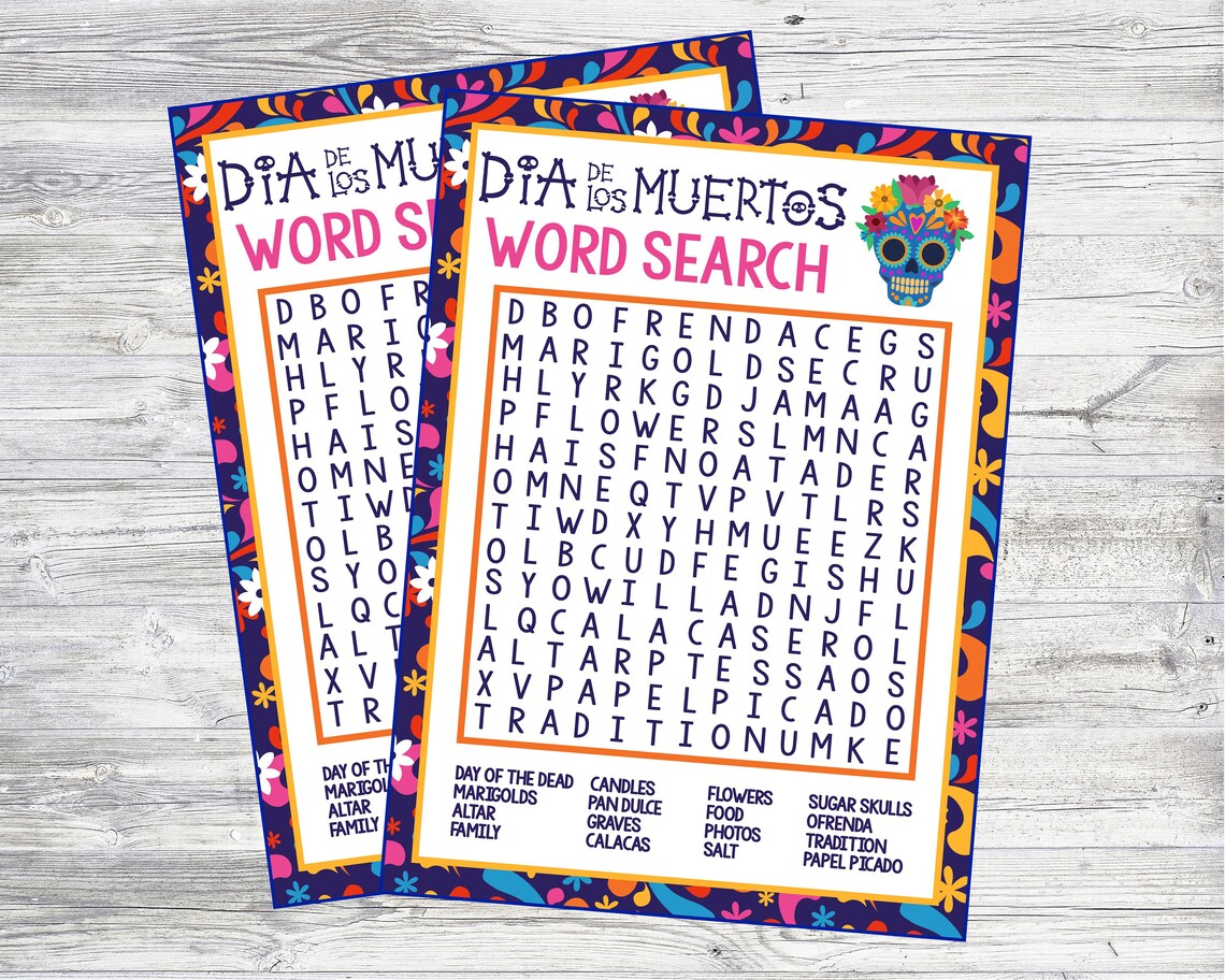 Printable Dia De Los Muertos Word Search Game (digital Download) - Etsy