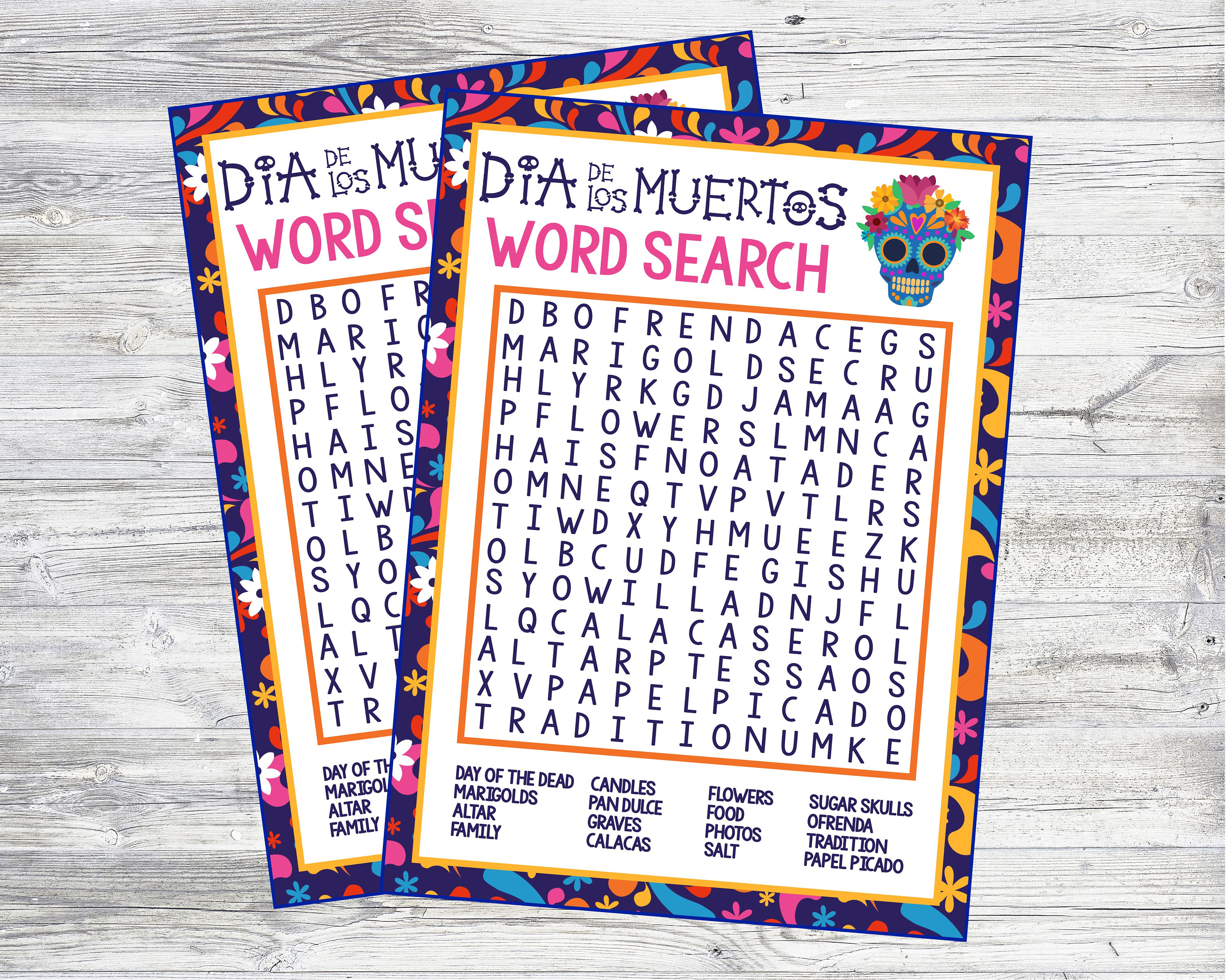 Printable Dia De Los Muertos Word Search Game (digital Download) - Etsy