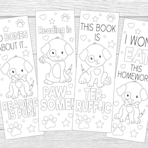 Printable Color Your Own Puppy Bookmarks. Reading Is Paw-some! Instant Digital Download. 4 DIY Coloring Bookmarks. Dog, Puppy, Pets Bookmark