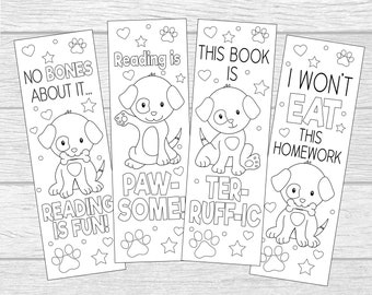 homework dog birthday Printable Color Your Own Puppy Bookmarks. Reading Is Paw-some! Instant Digital Download. 4 DIY Coloring Bookmarks. Dog, Puppy, Pets Bookmark