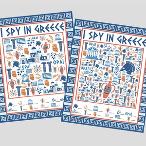 Giochi stampabili "Grecia I Spy". 5 diverse schede, da facile a difficile. Download digitale immediato. Grecia, Grecia antica, giochi di mitologia.