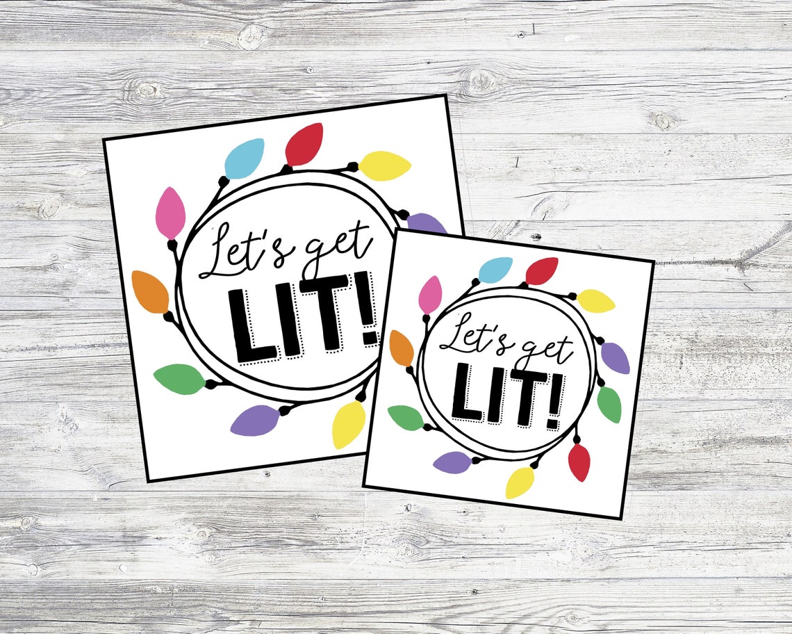 Let's Get Lit Printable Christmas Tags to Pair W/ Wine Etsy