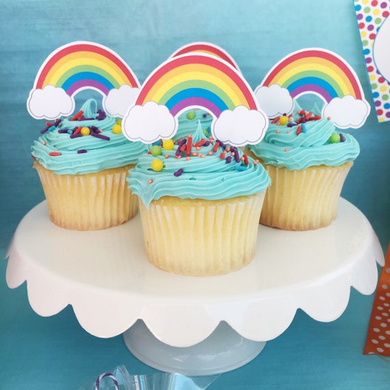 Rainbow Cake Topper & Mini Cupcake Toppers // DIY - Pure Sweet Joy