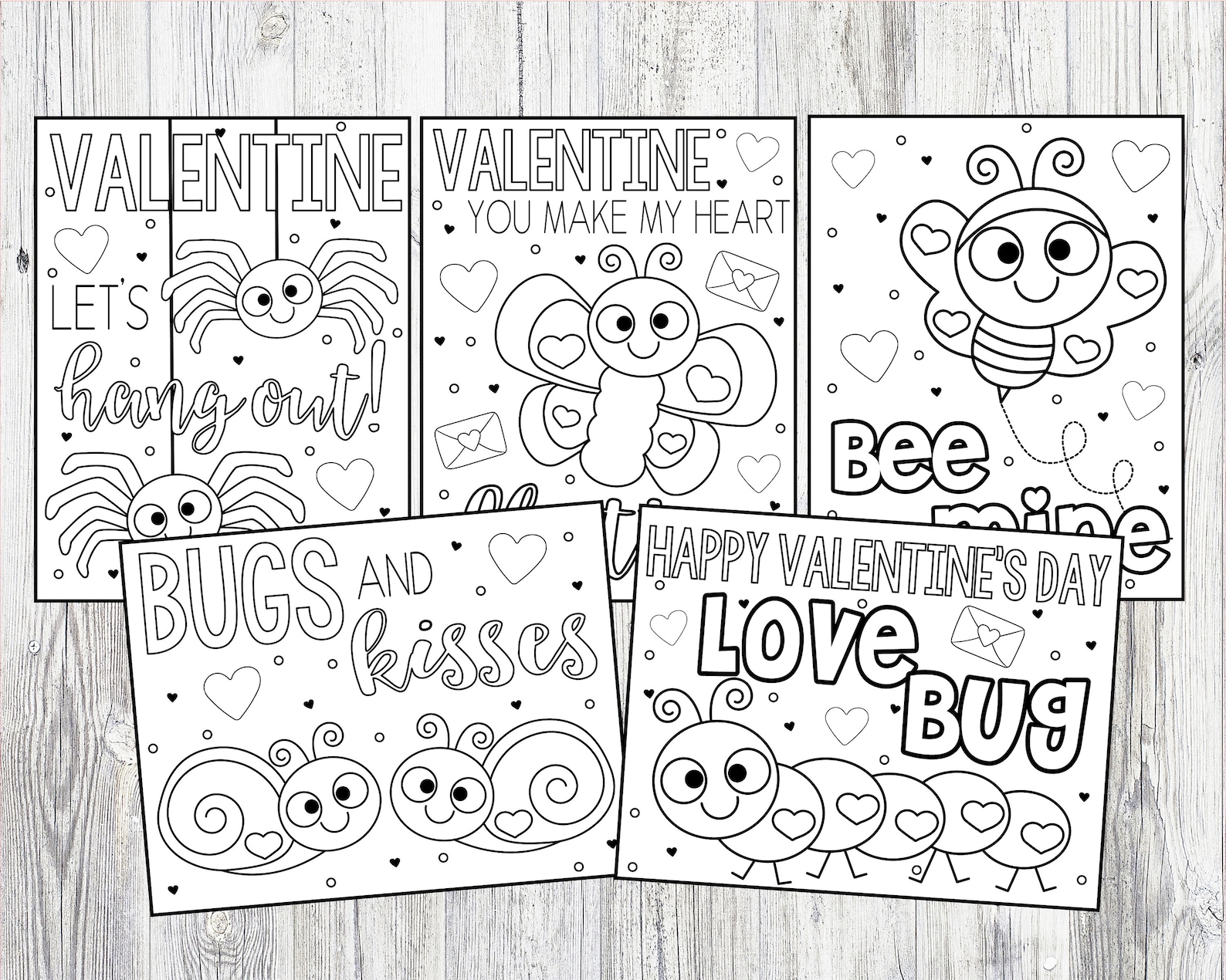 Printable Love Bug Valentine's Day Coloring Pages for Kids - Etsy