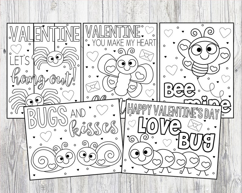 Printable Love Bug Valentine's Day Coloring Pages for Kids - Etsy