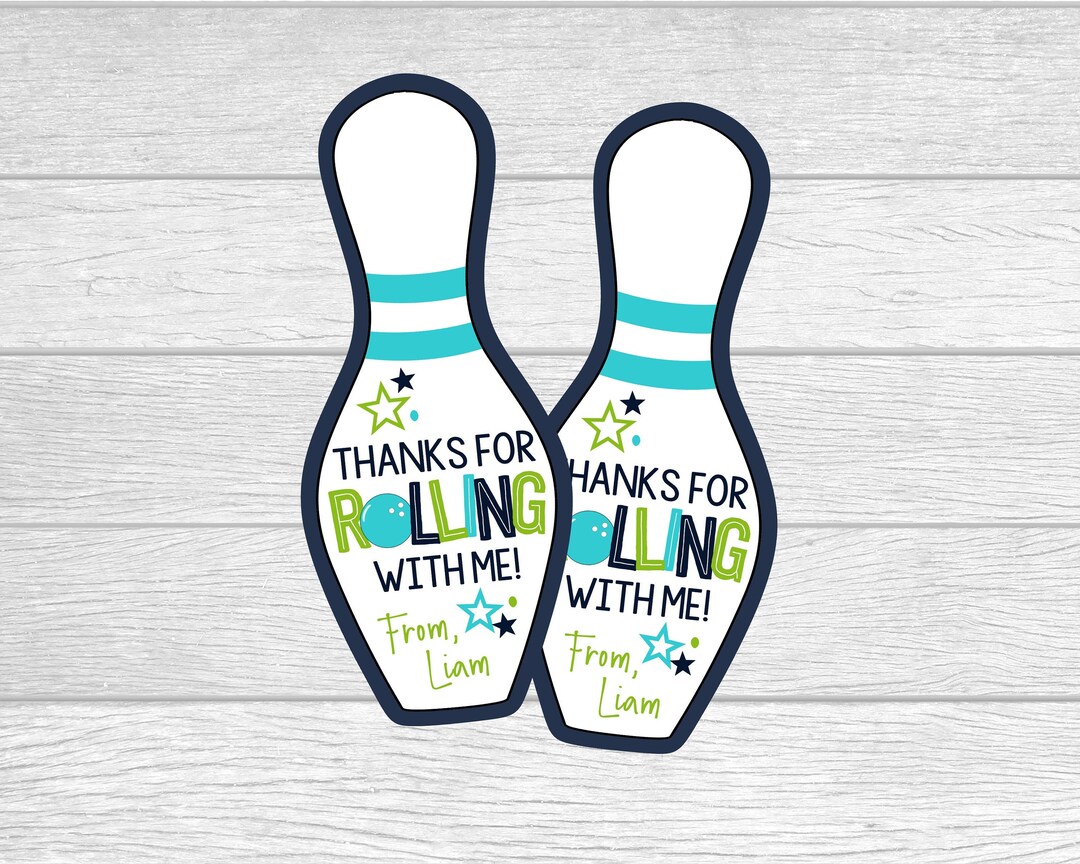 Personalized Printable Bowling Pin Party Favor Tags. Thanks for Rolling ...