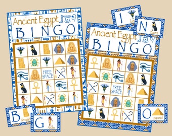 Printable Ancient Egypt Bingo Game. 12 Card Bingo Game Set for Ancient Egypt Party or Class Lesson Plan. Instant Digital Download Files.