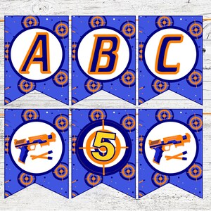 Printable Dart Party Banner Pack with Alphabet, Ages, Happy Birthday.  Instant Digital Download.