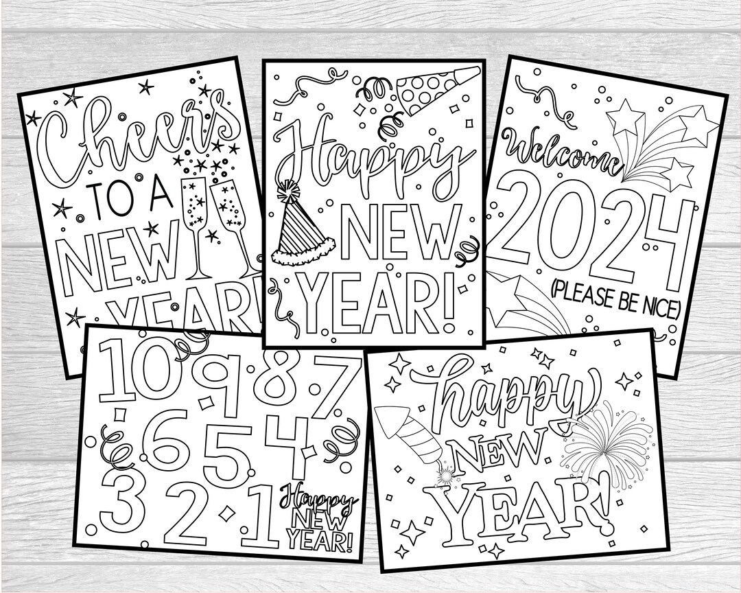 Printable 2025 New Year's Eve Coloring Pages for Kids or Adults Holiday