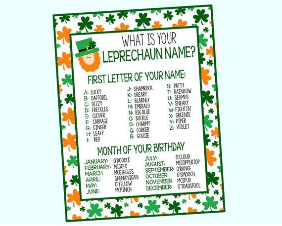 Leprechaun Name Game. What Is Your Leprechaun Name Instant ...