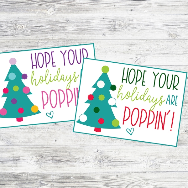 Hope Your Holidays are Poppin'! Printable Christmas Tags to Pair W/ Pop Toys or Popcorn. Instant Digital Download.