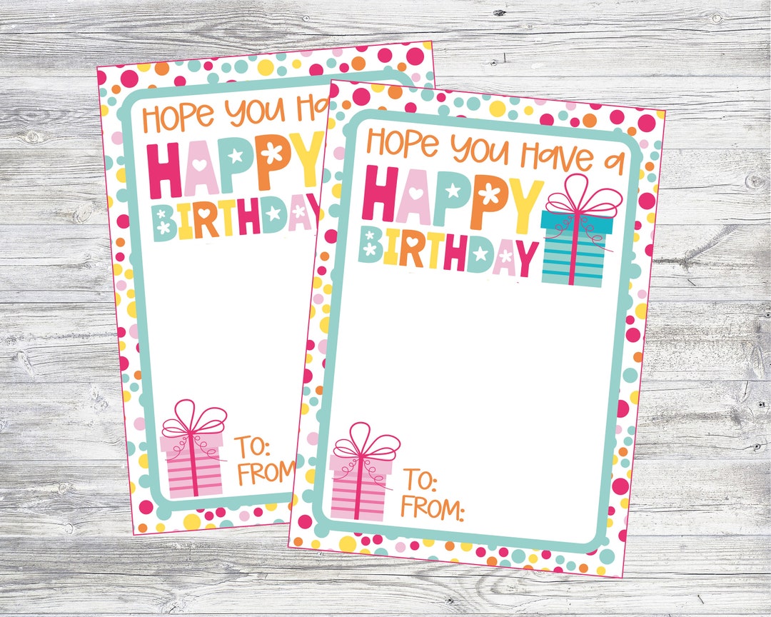 Printable Happy Birthday Gift Card Holder Generic Girl Tween Teen Printable Happy Birthday Gift Card Holder Generic Girl Tween Teen