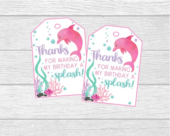 Dolphin Party Favor Tags. Thanks For Making My Birthday A - Etsy.