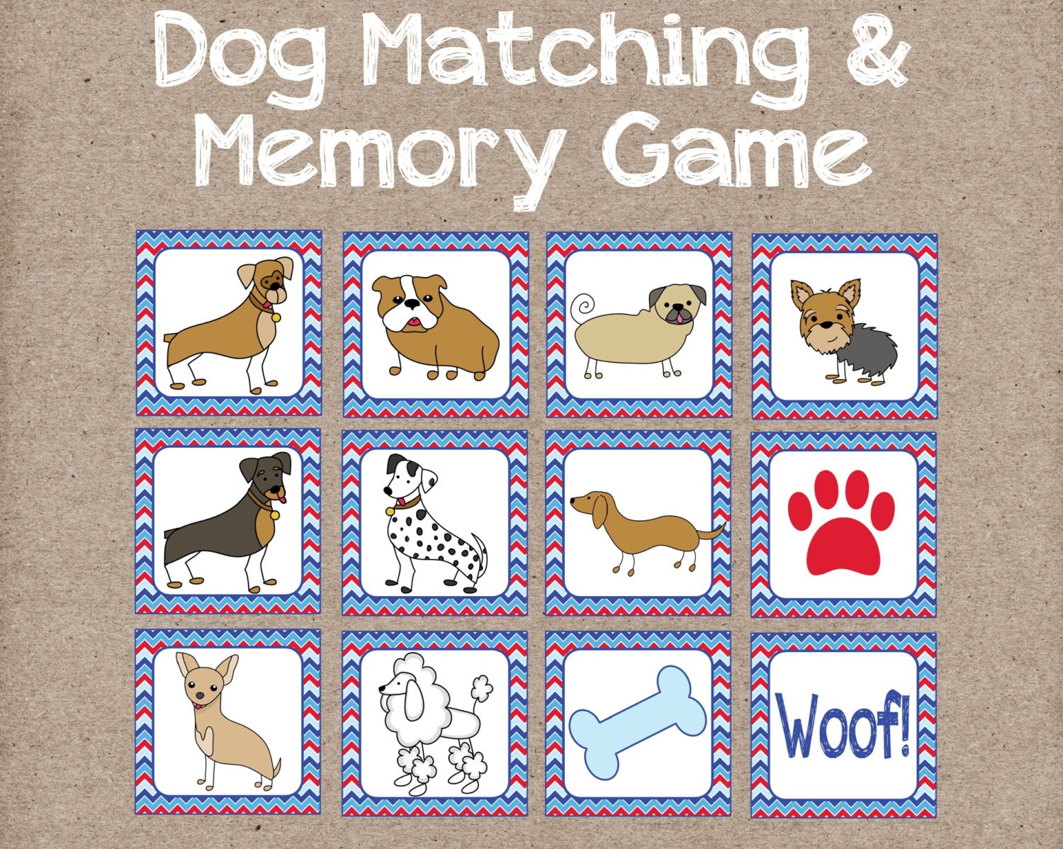 Dog Matching & Memory Game. Great Game for Toddlers and Etsy