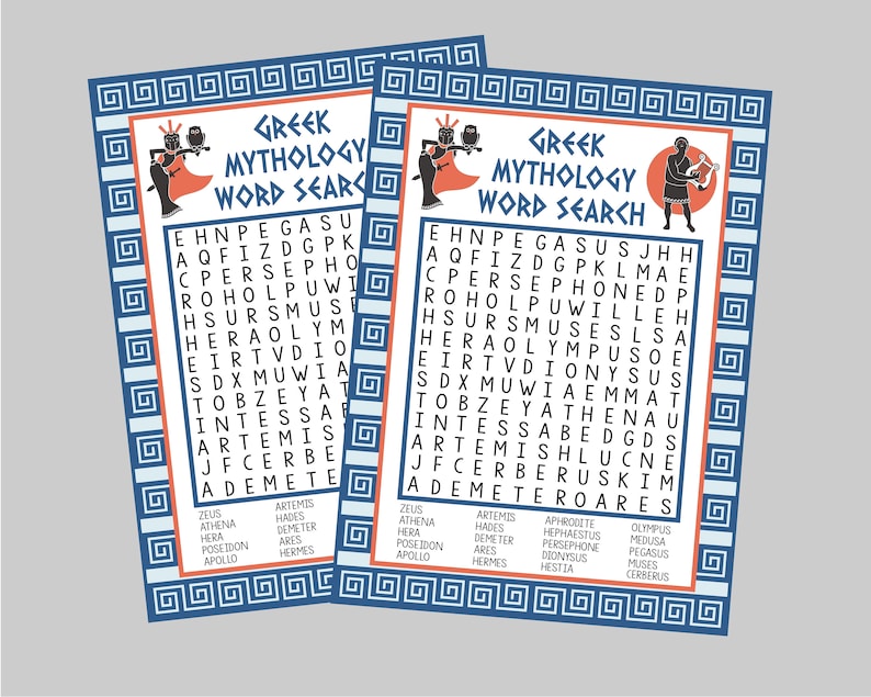 Printable Greek Mythology Word Search. Word Search for Ancient - Etsy