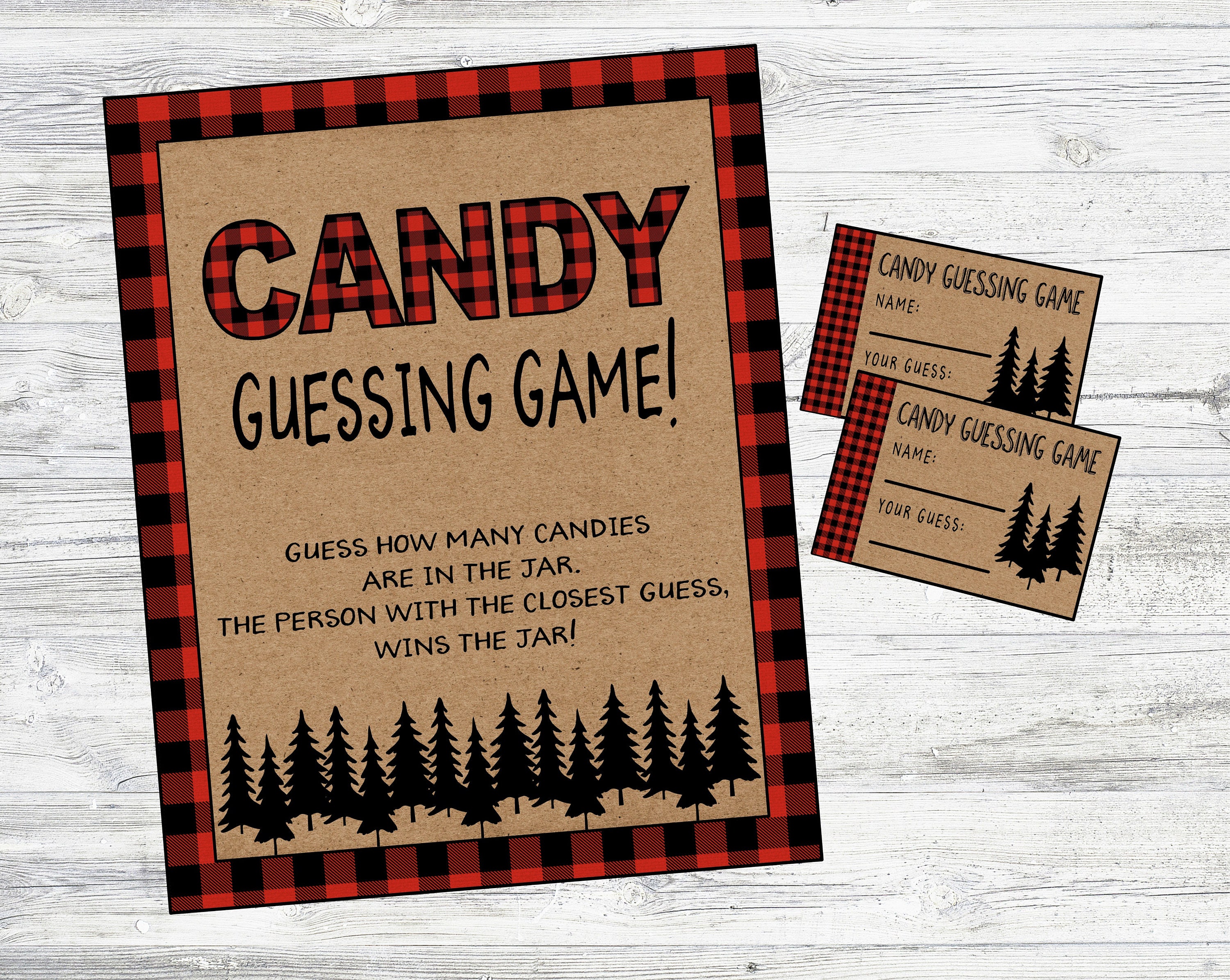 Candy Guessing Game for Lumberjack Baby Shower. Printable Baby Etsy