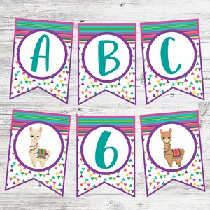 Alpaca Llama Party Banner. Printable Banner Package with Full Alphabet, Ages, Happy Birthday, Alpacas/Llamas. Instant Digital Download