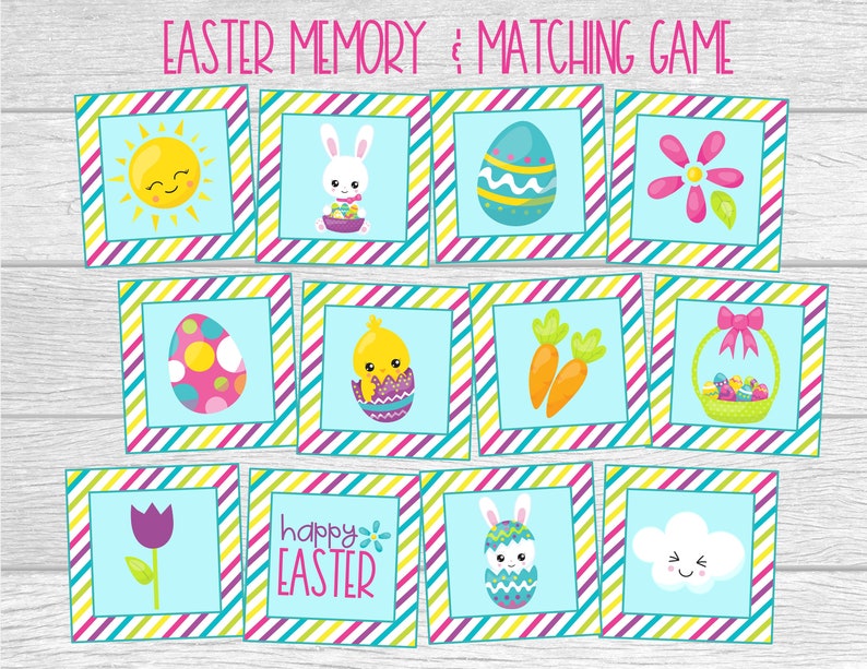 Easter Memory and Matching Game Flash Cards. Instant Digital Etsy