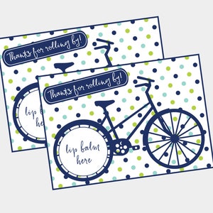 Danke für Rolling by Lippenbalsam Karte für Fahrradparty oder Babyparty. Sofortiger digitaler Download. Junge-Babyparty-Gastgeschenk. Lippenbalsam Gunst