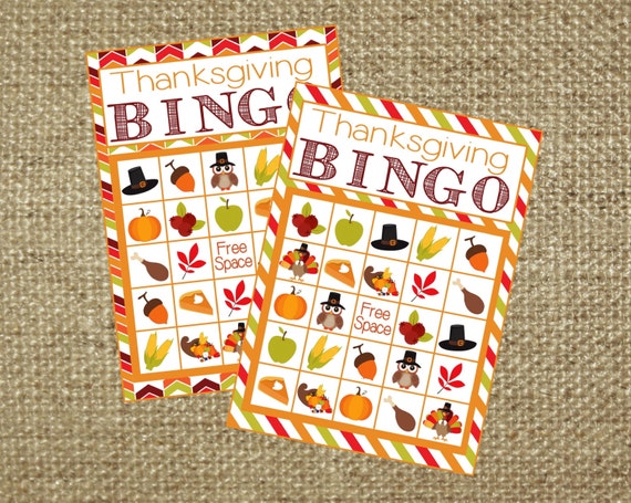 Thanksgiving Bingo Game! Includes 12 game cards, calling cards, and call sheet. Instant Digital Download