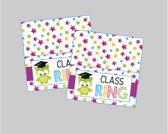 Class Rings Treat Topper Tag. Instant Digital Download Perfect for Preschool, PreK or Kindergarten Graduation.