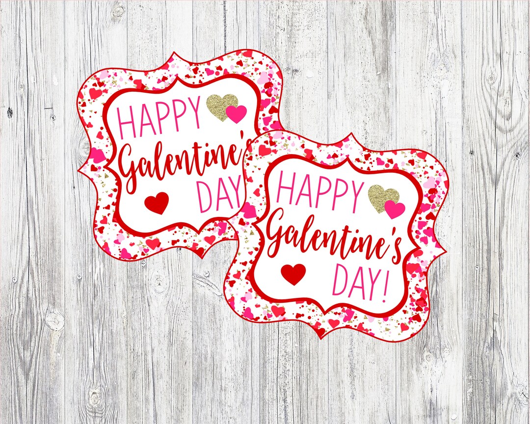 Printable Happy Galentine's Day Tags. Red &amp; Gold Valentine's Day Tags ...