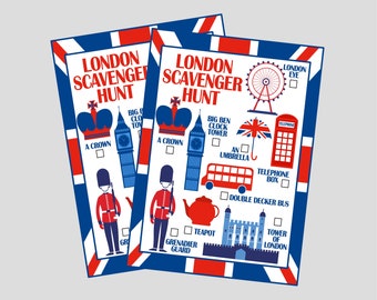 Printable London Scavenger Hunt. Travel & Sightseeing Activity for Kids for London England UK. Instant Digital Download Files.