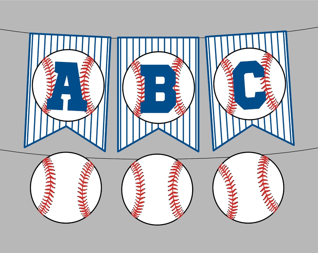 Baseball Party Banner. Printable Baseball Banner for Birthday, Team