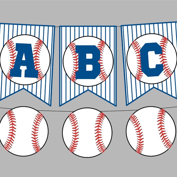 Baseball Party Banner. Printable Baseball Banner for Birthday, Team Party, Concession Stand. Instant Digital Downlaod. Full Alphabet